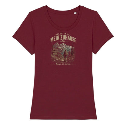 Draussen ist mein Zuhause Frauenshirt in Burgunder, Kraxelgaudi