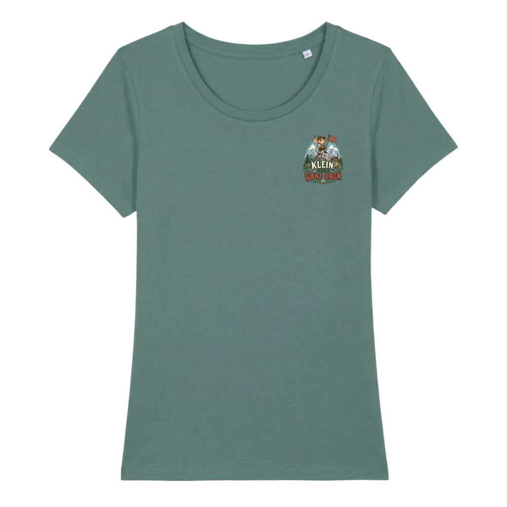 Klein aber ganz oben Damenshirt mit Brustdruck, Kraxelgaudi