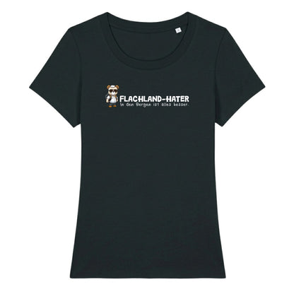 Flachland Hater Frauenshirt in Schwarz, Kraxelgaudi