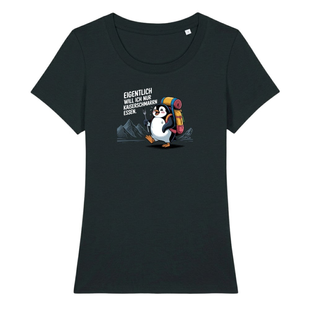 Kaiserschmarrn Pinguin Frauenshirt in Schwarz, Kraxelgaudi