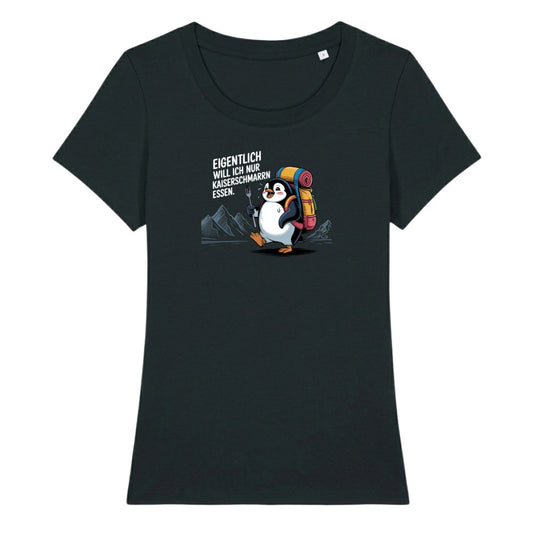 Kaiserschmarrn Pinguin Frauenshirt in Schwarz, Kraxelgaudi