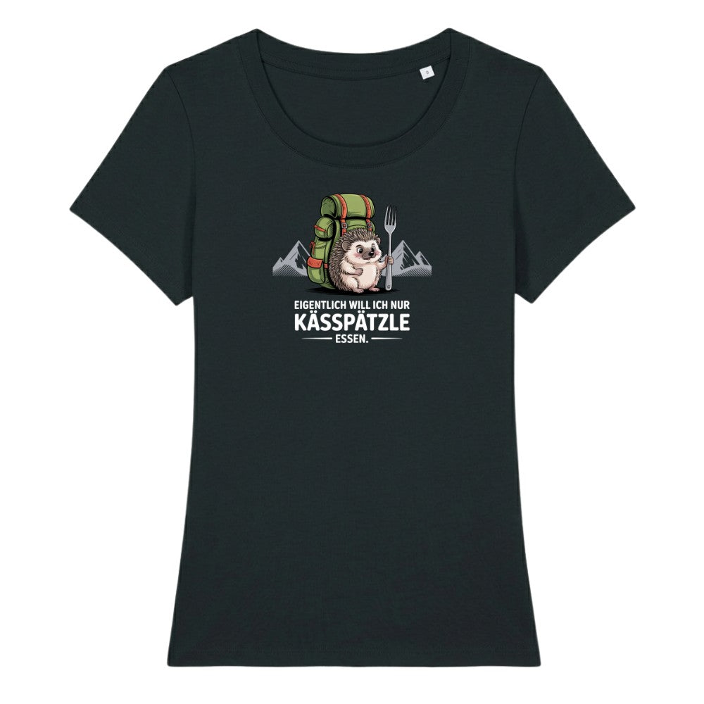Kässpätzle Igel Frauenshirt in Schwarz, Kraxelgaudi