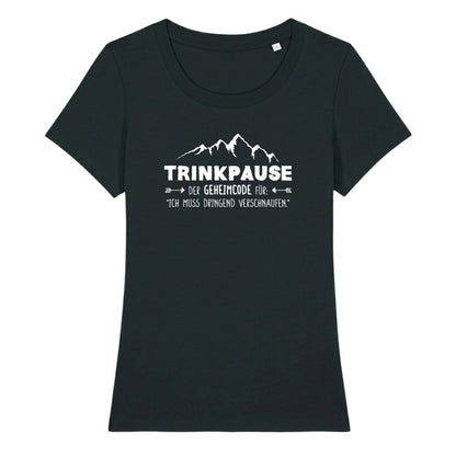 Trinkpause Frauenshirt in Schwarz, Kraxelgaudi