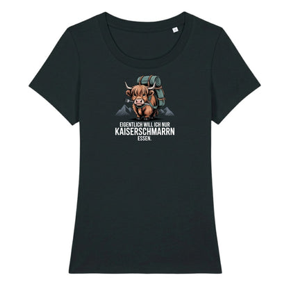 Kaiserschmarrn Rind Frauenshirt in Schwarz, Kraxelgaudi