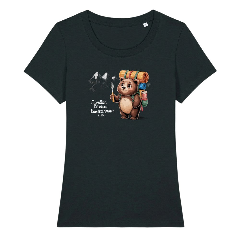 Kaiserschmarrn Bärchen Frauenshirt in Schwarz, Kraxelgaudi