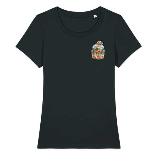 Bergluft macht hungrig Damenshirt mit Brustdruck, Kraxelgaudi