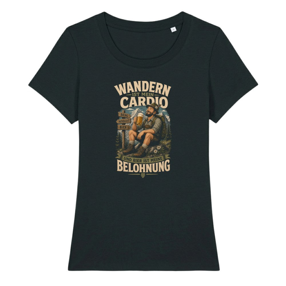 Wandern ist mein Cardio Frauenshirt in Schwarz, Kraxelgaudi
