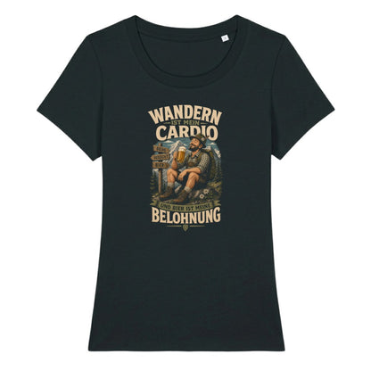 Wandern ist mein Cardio Frauenshirt in Schwarz, Kraxelgaudi