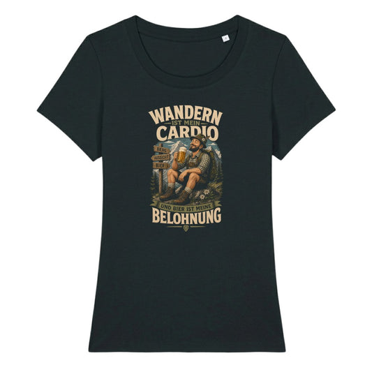 Wandern ist mein Cardio Frauenshirt in Schwarz, Kraxelgaudi