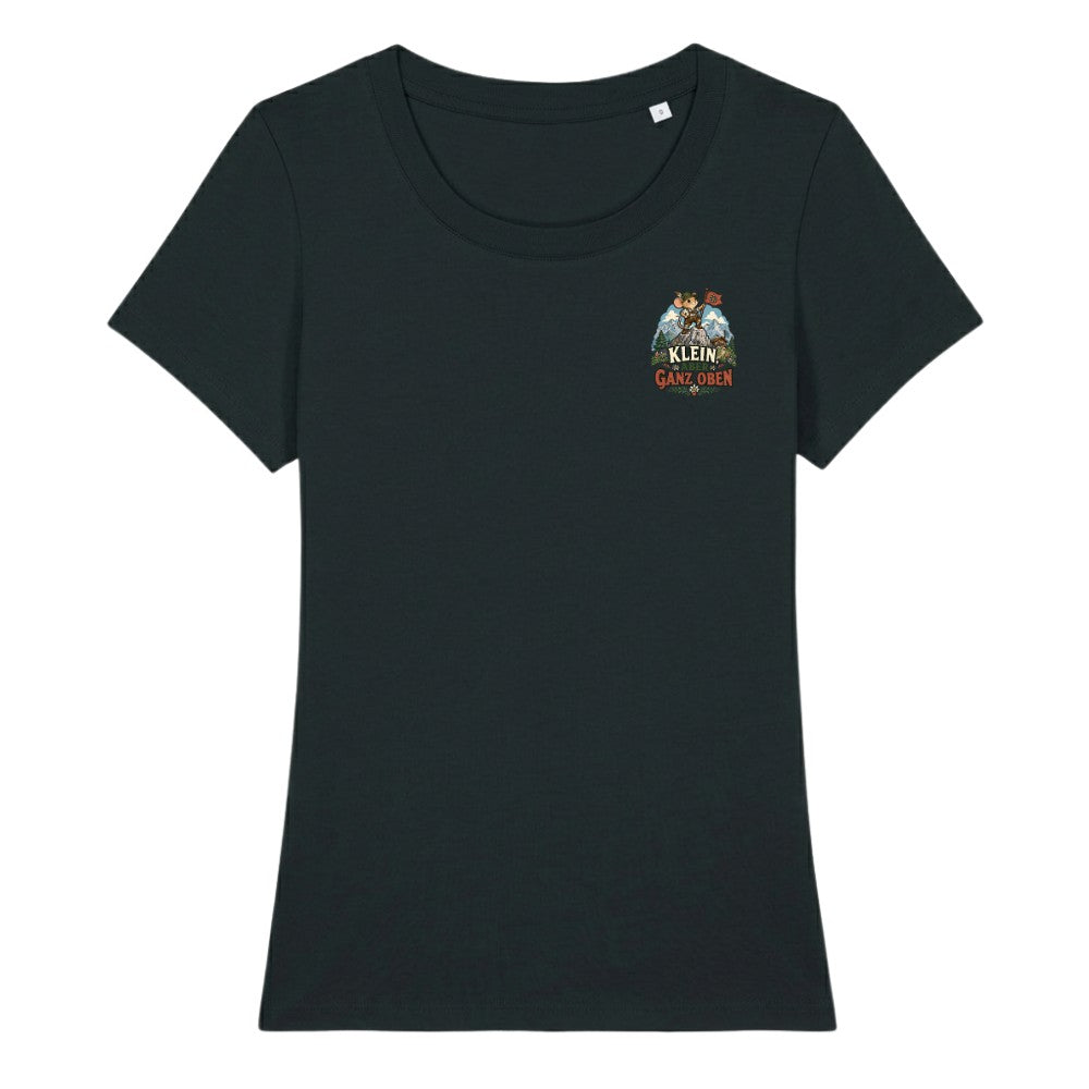 Klein aber ganz oben Damenshirt mit Brustdruck, Kraxelgaudi