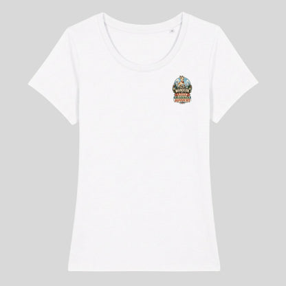 Wandern ist Laufen mit besserer Aussicht Damenshirt mit Brustdruck, Kraxelgaudi