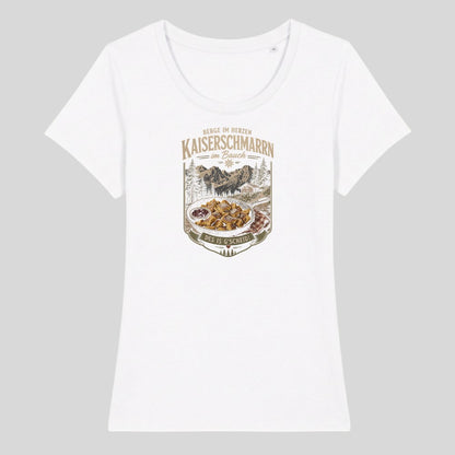 Kaiserschmarrn im Bauch Frauenshirt in Weiß, Kraxelgaudi