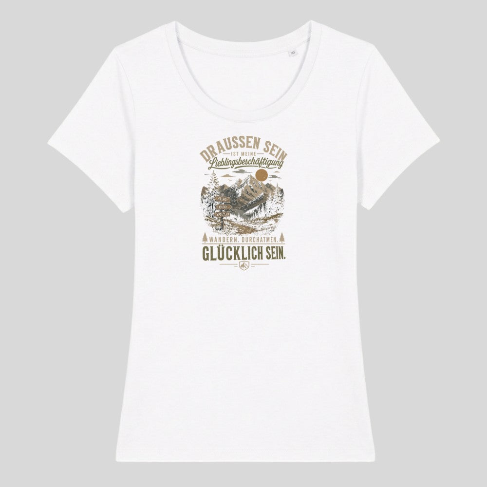 Lieblingsbeschäftigung Frauenshirt in Weiß, Kraxelgaudi