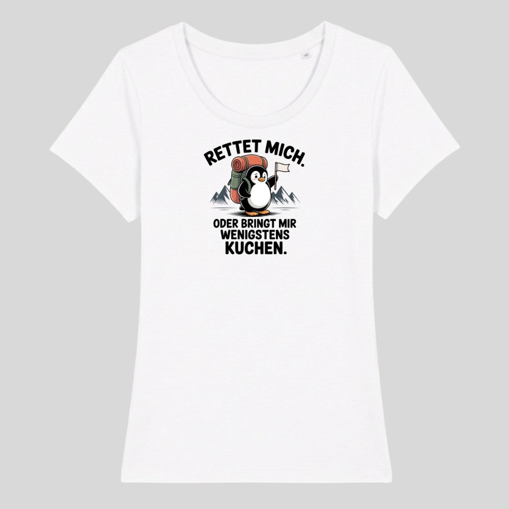Rettet mich Pinguin Frauenshirt in Weiß, Kraxelgaudi