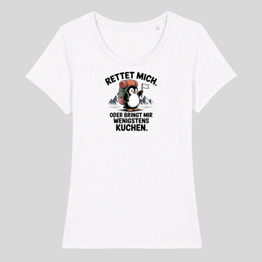 Rettet mich Pinguin Frauenshirt in Weiß, Kraxelgaudi