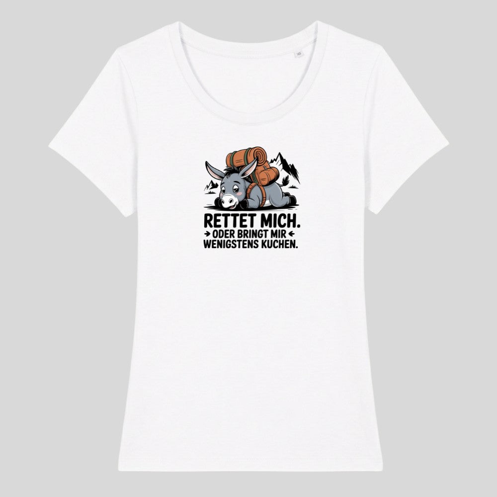 Rettet mich Esel Frauenshirt in Weiß, Kraxelgaudi