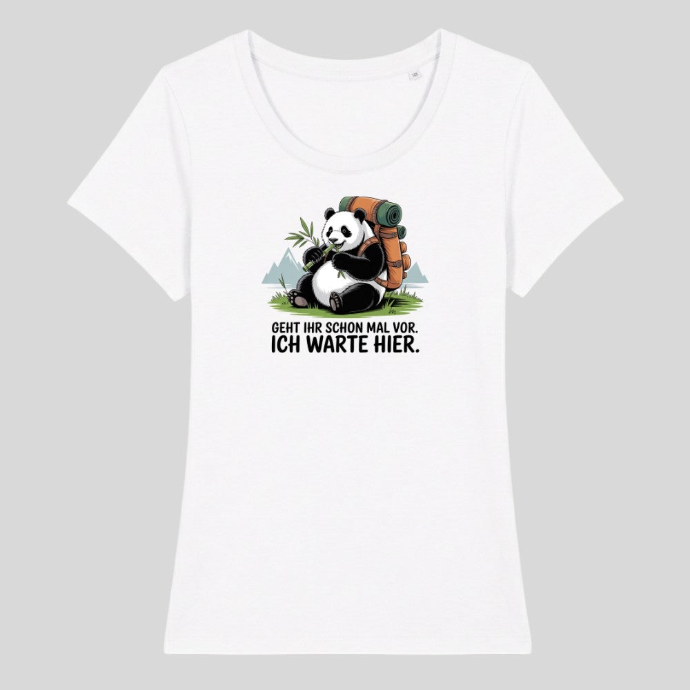 Geht schon mal vor Panda Frauenshirt in Weiß, Kraxelgaudi