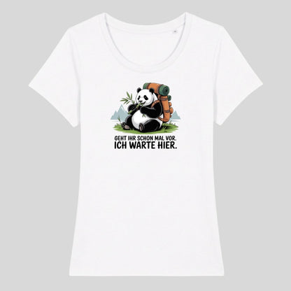 Geht schon mal vor Panda Frauenshirt in Weiß, Kraxelgaudi