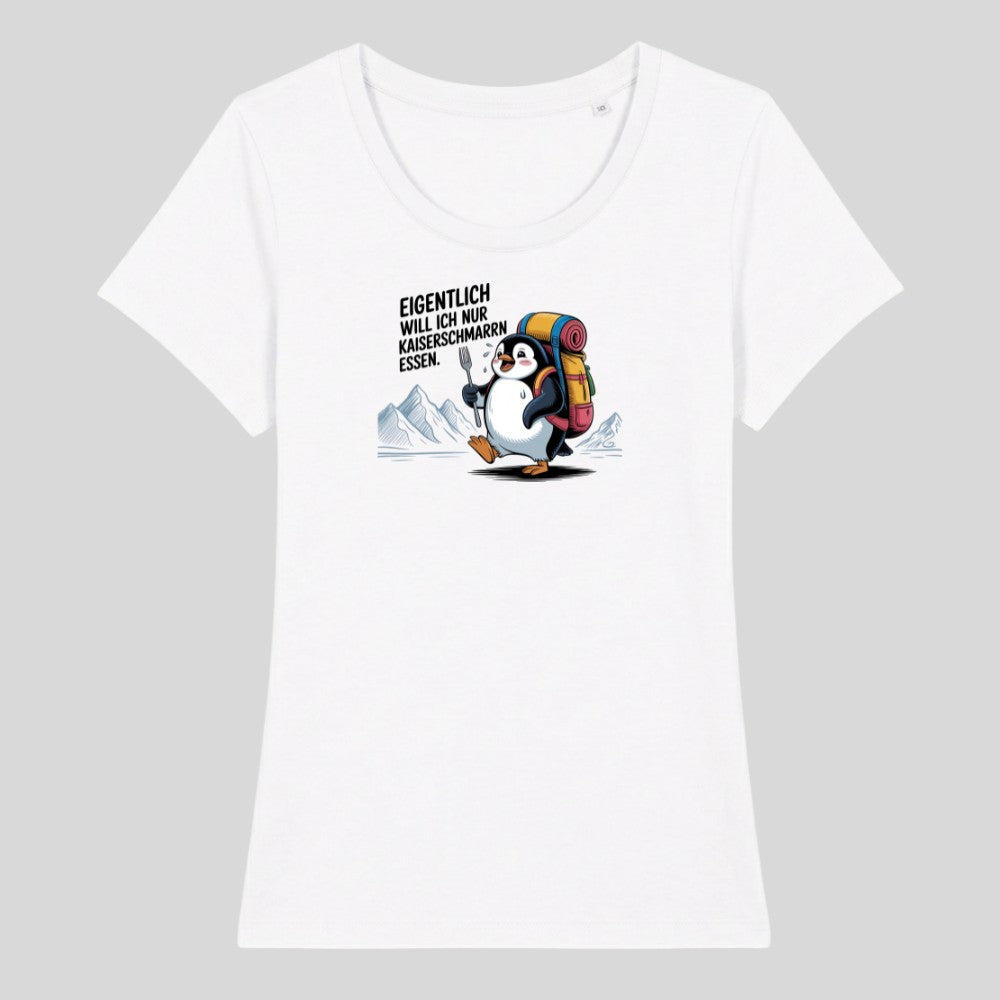 Kaiserschmarrn Pinguin Frauenshirt in Weiß, Kraxelgaudi