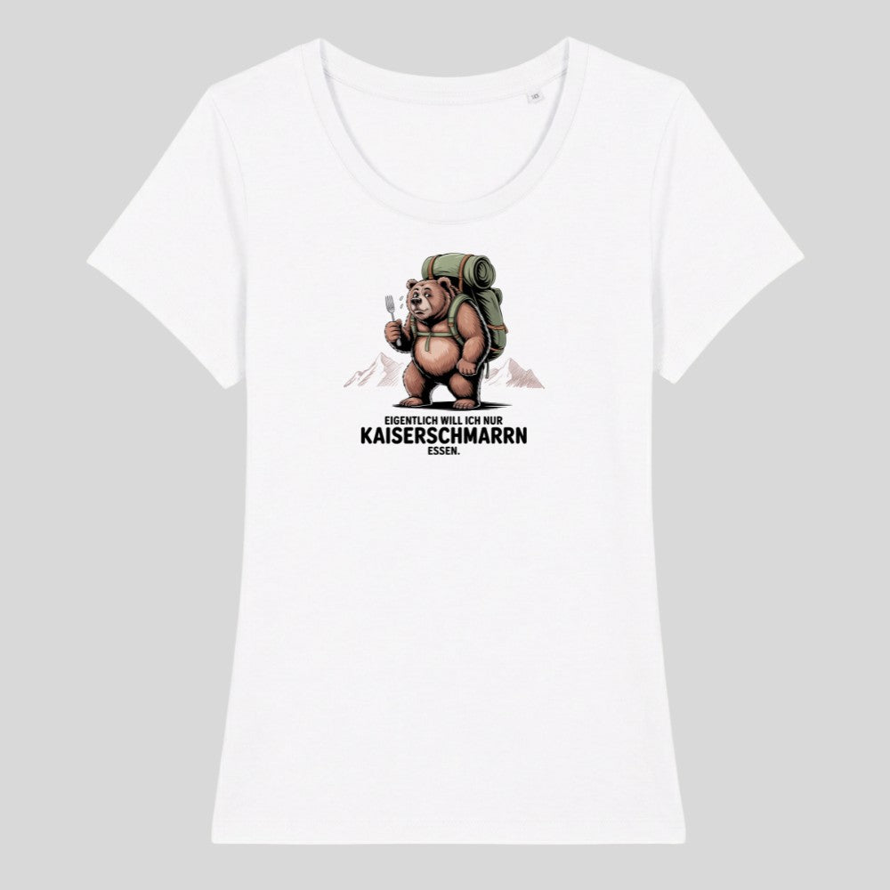 Kaiserschmarrn Braunbär Frauenshirt in Weiß, Kraxelgaudi