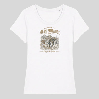 Draussen ist mein Zuhause Frauenshirt in Weiß, Kraxelgaudi