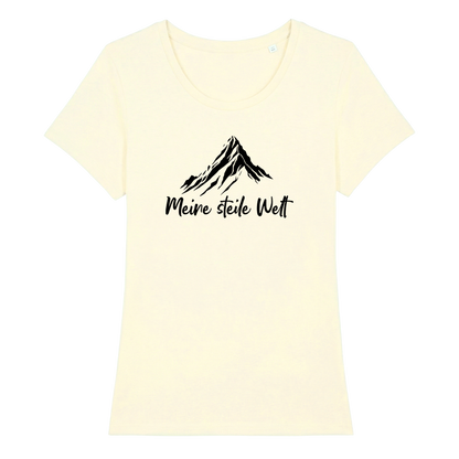 Meine Steile Welt Frauen Shirt mit Berg-Spruch, Farbvariante