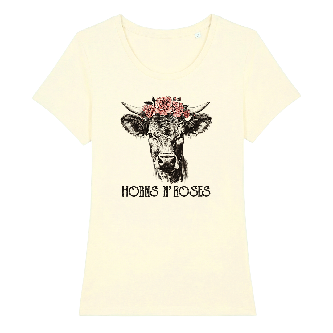 Horns N´Roses Frauen Shirt mit Rock-Berg-Motiv, Farbvariante