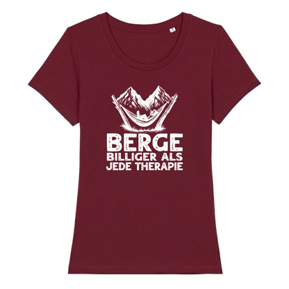Bergtherapie Frauen Shirt mit lustigem Spruch, Print Nahaufnahme