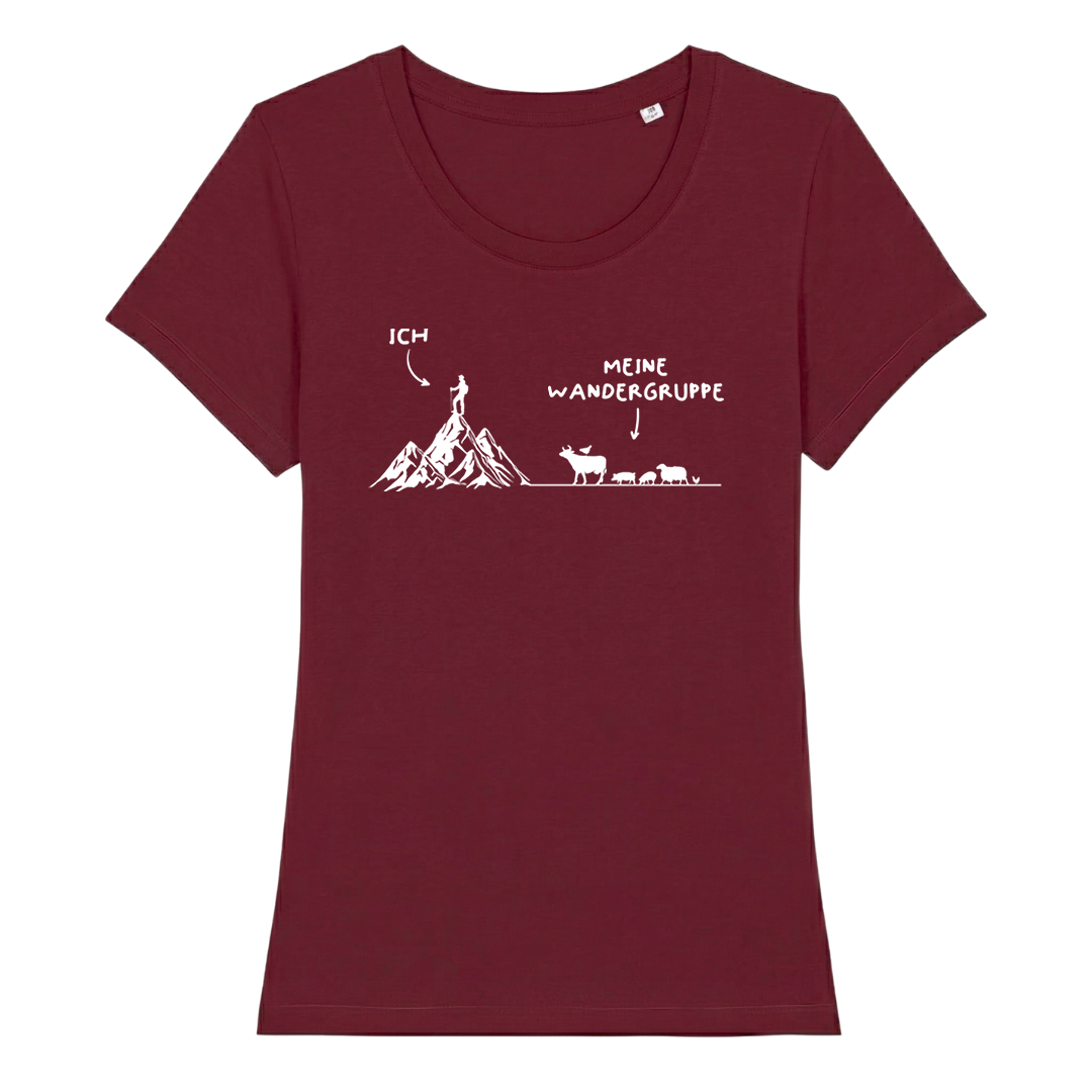Wandergruppe Frauen Shirt mit Wander-Motiv, Print Nahaufnahme