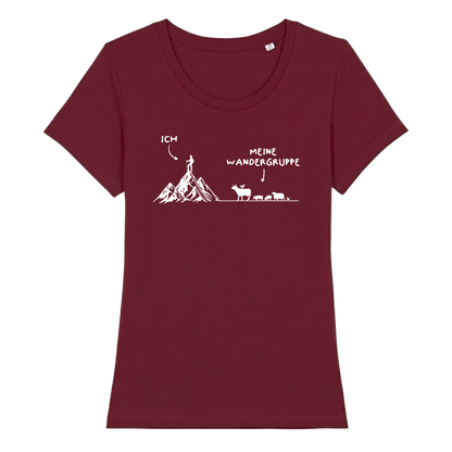 Wandergruppe Frauen Shirt mit Wander-Motiv, Print Nahaufnahme
