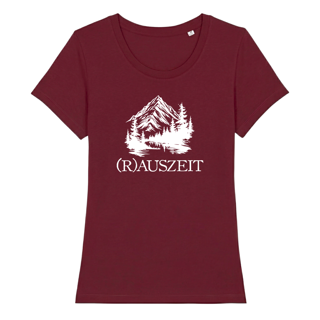Rauszeit Frauen Shirt mit Auszeit-Spruch, Print Nahaufnahme