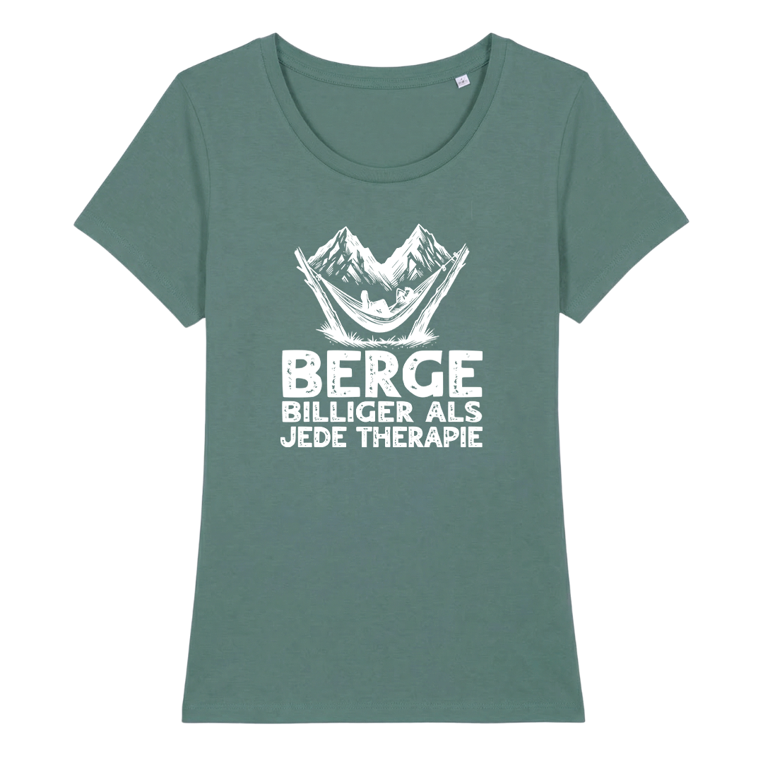 Bergtherapie Frauen Shirt mit lustigem Spruch, Detailansicht