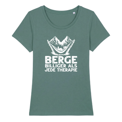 Bergtherapie Frauen Shirt mit lustigem Spruch, Detailansicht