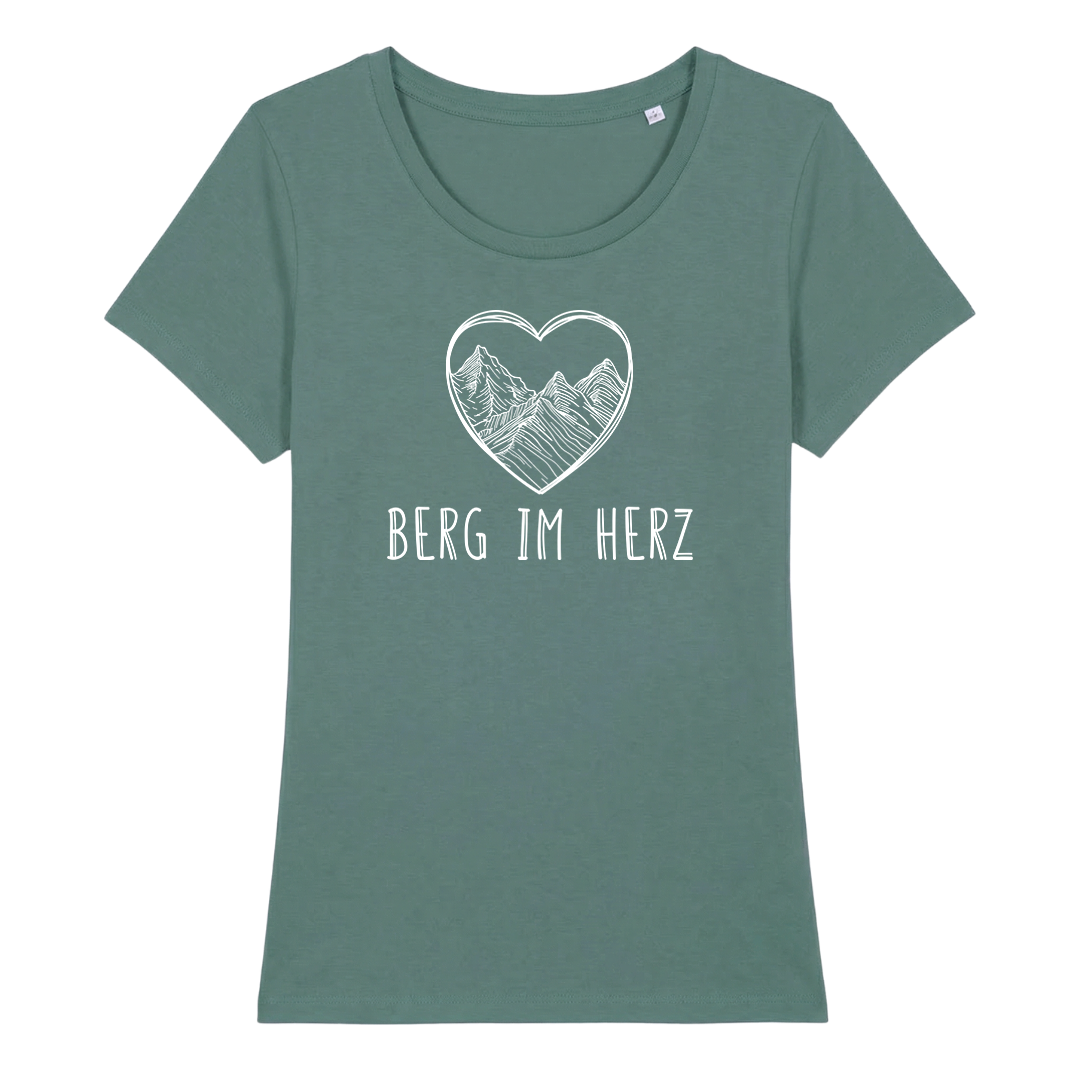 Berg im Herz Frauen Shirt mit Bergmotiv, Detailansicht