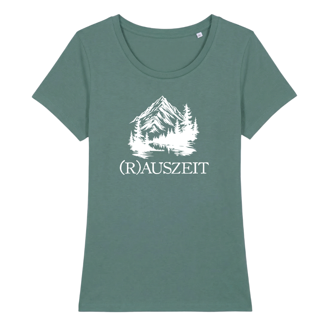 Rauszeit Damen T-Shirt mit Auszeit-Spruch, Detailansicht