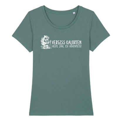 Höhenmeter Frauen Shirt mit Berg-Spruch, Detailansicht