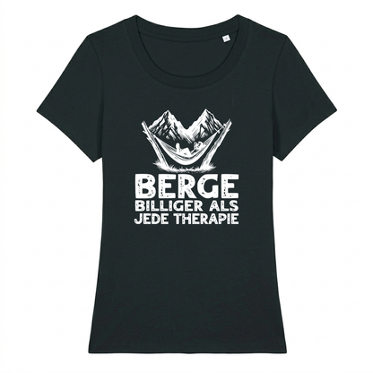 Bergtherapie Frauen Shirt mit lustigem Spruch, Frontansicht