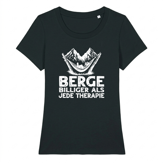 Bergtherapie Frauen Shirt mit lustigem Spruch, Frontansicht
