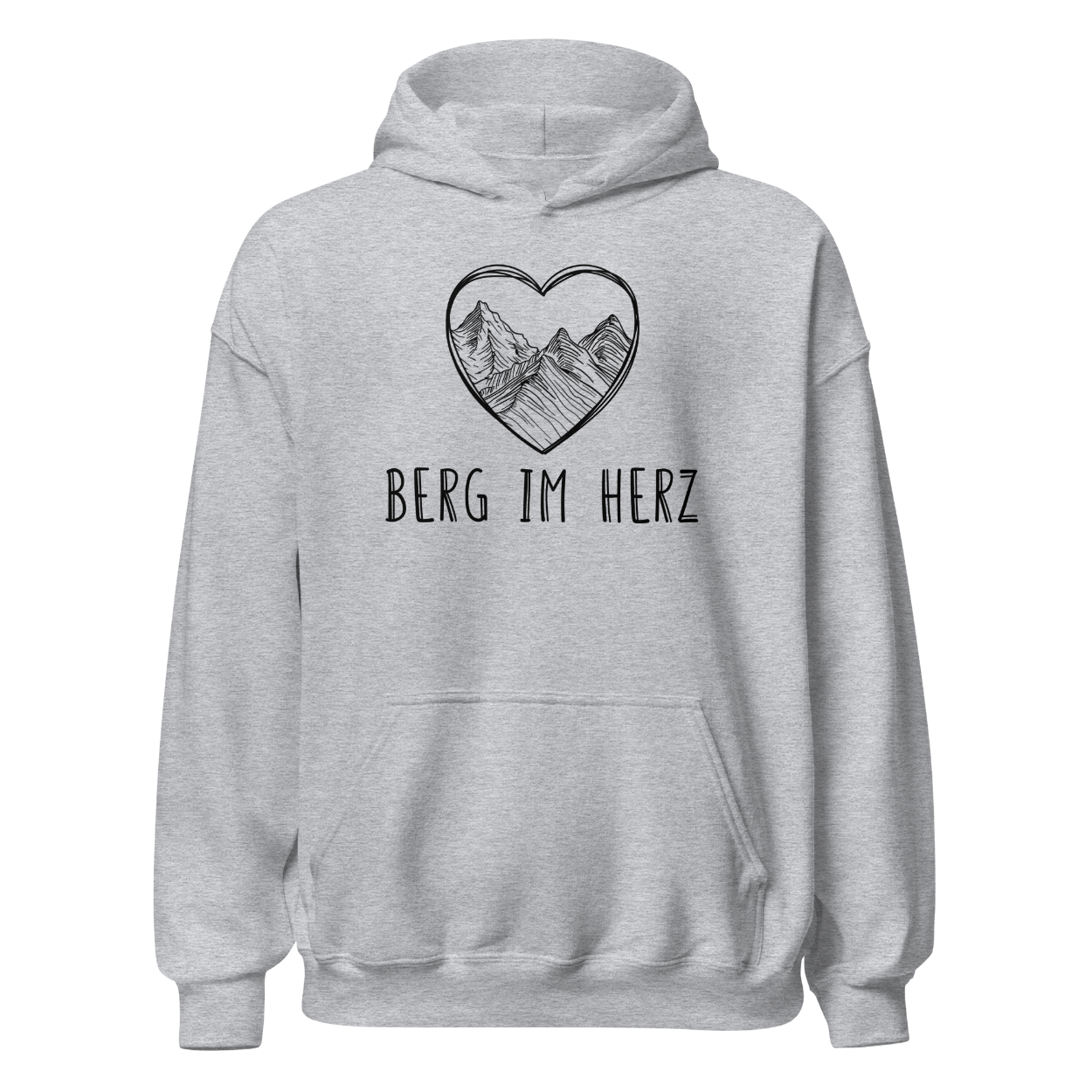 Berg im Herz Hoodie mit Bergmotiv, Produktansicht