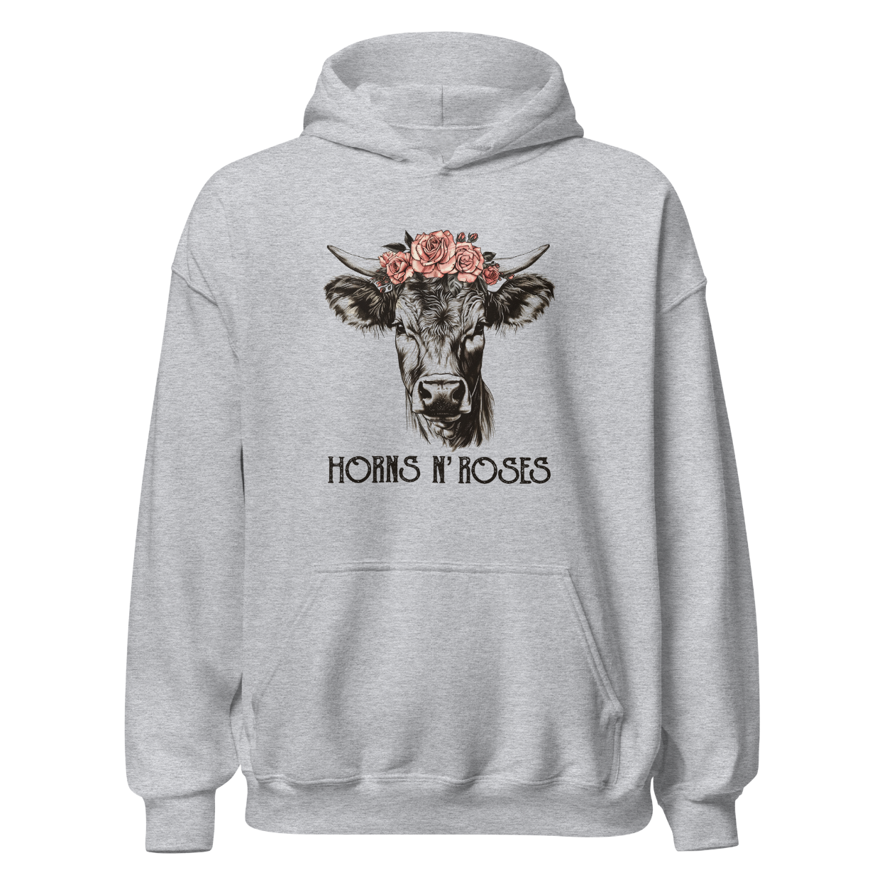 Horns N´Roses Hoodie mit Rock Motiv, Produktansicht