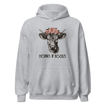 Horns N´Roses Hoodie mit Rock Motiv, Produktansicht