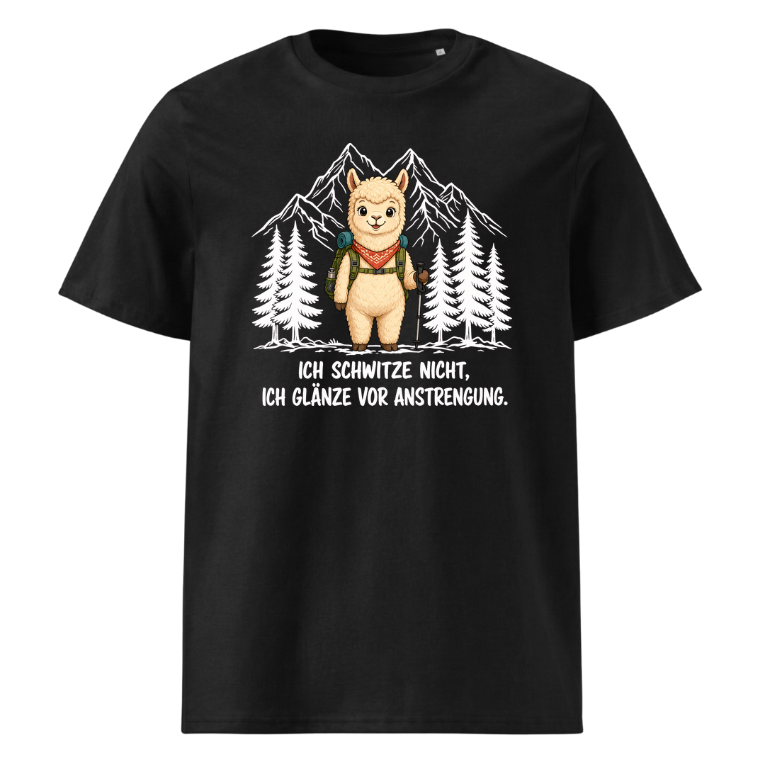 Glänze Anstrengung Alpaka T-Shirt Unisex Schwarz