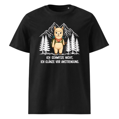 Glänze Anstrengung Alpaka T-Shirt Unisex Schwarz