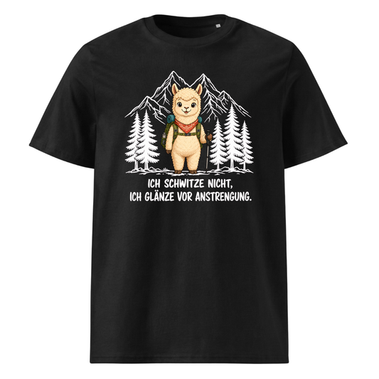 Glänze Anstrengung Alpaka T-Shirt Unisex Schwarz