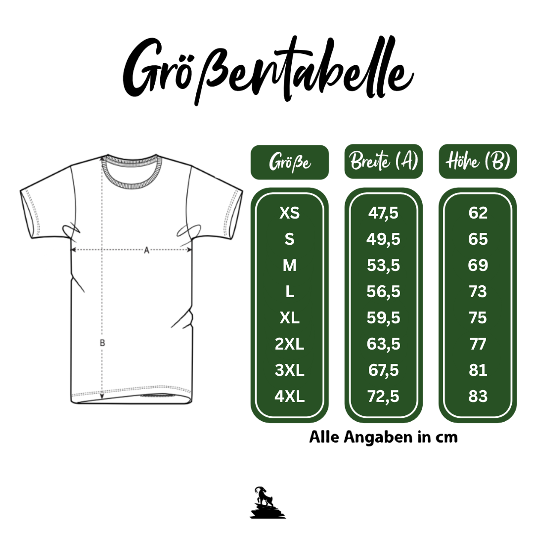 Kraxelgaudi Größentabelle Unisex T-Shirt