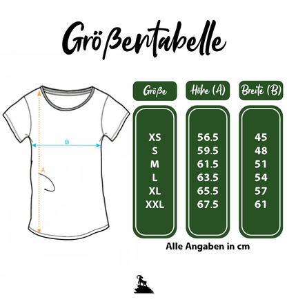 Alpenglow Bio Frauen Shirt mit Bergmotiv, Designdetail