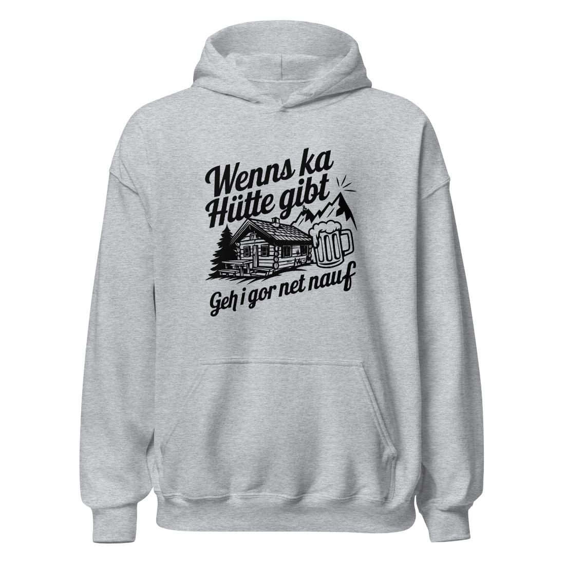 Ka Hütte Hoodie mit bayrischem Spruch, Produktansicht