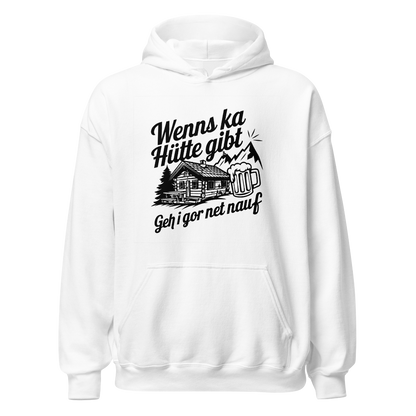 Ka Hütte Hoodie mit bayrischem Spruch, Motivdetail