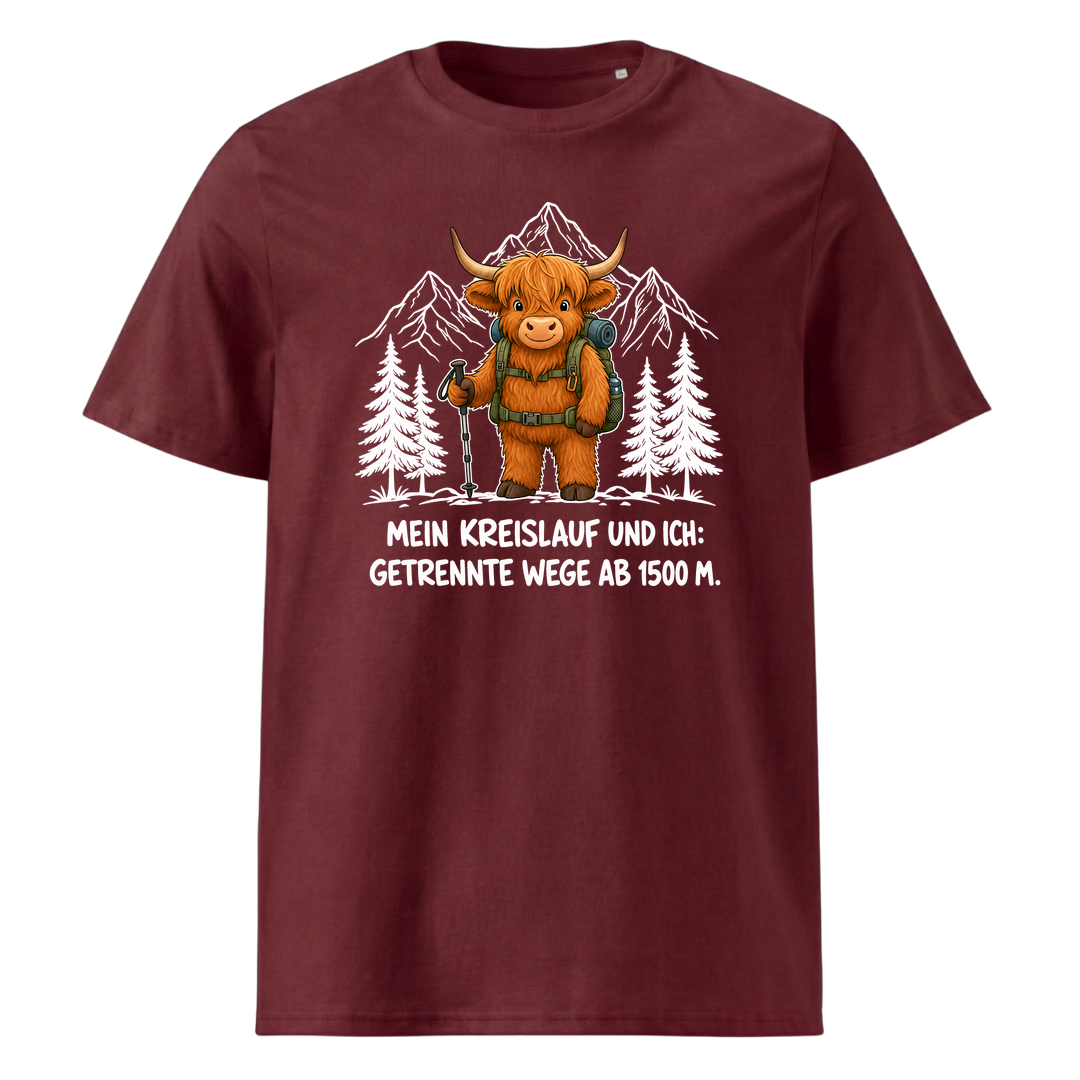 Kreislauf 1500m Highland Cow T-Shirt Unisex Burgunder