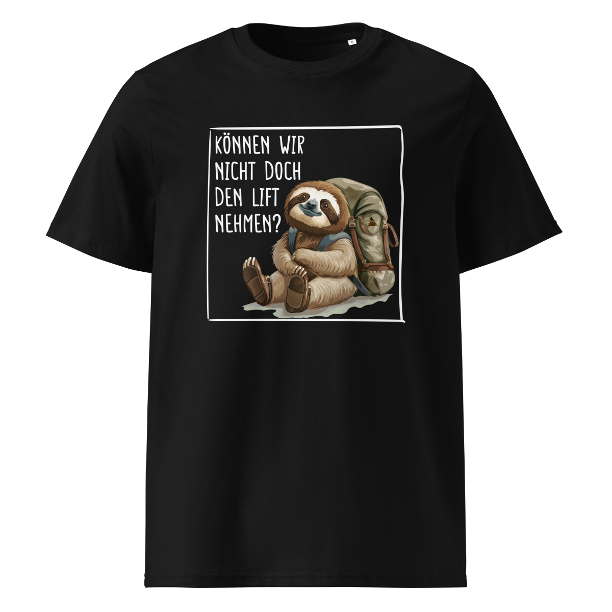 Lift T-Shirt Unisex mit Faultier-Motiv, Frontansicht